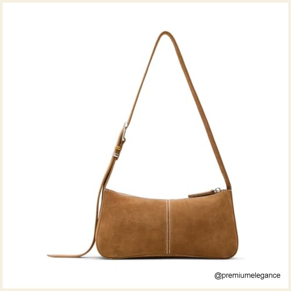 Mini Shoulder Bag Faux Suede Satchel Adjustable Strap Multiple Pockets - Picture 2 of 7